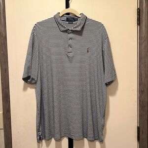 POLO Ralph Lauren XL Navy/White Stripe Short Sleeve Polo Classic Fit